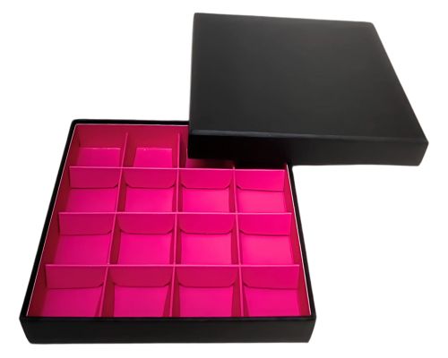 San Remo L139xW139xH31mm + compartments black fuchsia