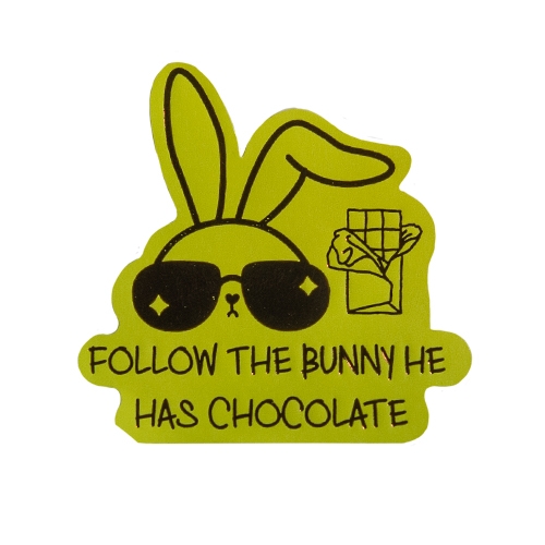 Label Follow the bunny he has chocolate shiny lime shiny green 500pcs