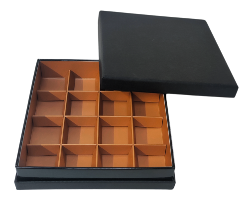 Portofino box L139xW139xH31mm + compartments black hazelnut